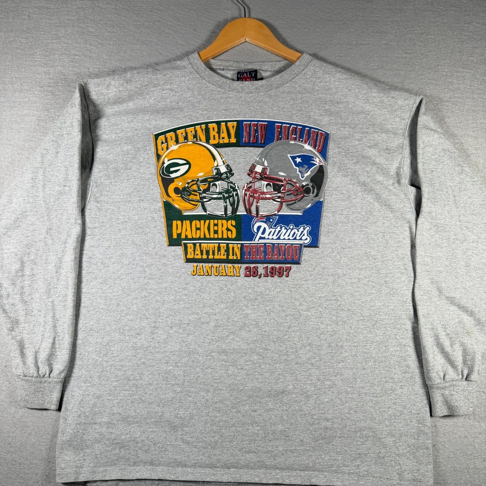 Vintage Super Bowl XXXI Packers vs Patriots Long Sleeve Shirt XL 997 Galt Sand